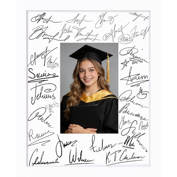 8x10 Signable Picture Frame with Clear Acrylic Cover, Signature Photo Frame with Mat Display 4x6 Photo for Tabletop or Wall, Wedding Guest Book Alternative, Graduation Decoration, White