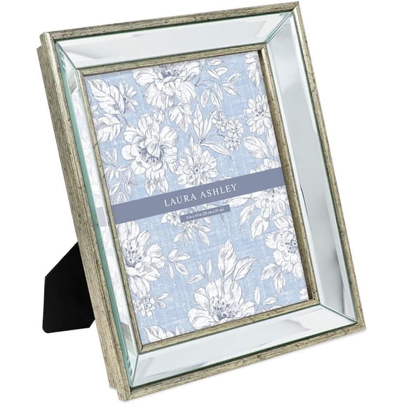 8x10 Silver Beveled Mirror Picture Frame, Classic Mirrored Frame with Deep Slanted Angle, Wall-Mountable, Made for Tabletop Display, Photo Gallery and Wall Art, (8x10, Silver)