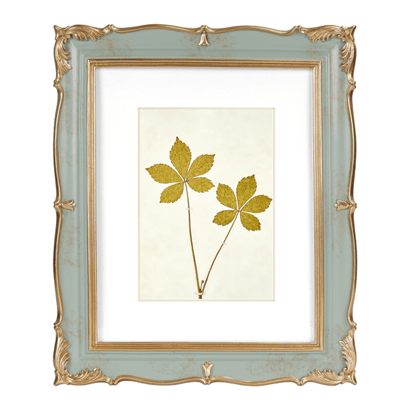 8x10 Vintage Picture Frame, Light Green Gold with 5x7 Mat for Wall or Desktop Display