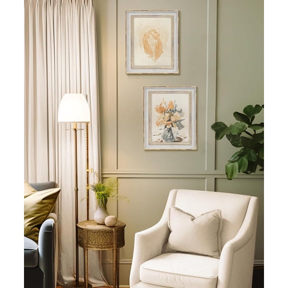 8x10 Vintage Picture Frame with White Gold Edge for Home Decor, Wall Hanging & Tabletop Display