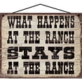 thumbnail image 1 of 8x10 Vintage Style Sign - What Happens at the Ranch Stays at the Ranch - Decorative Fun Rustic Décor for a Country Home, 1 of 1