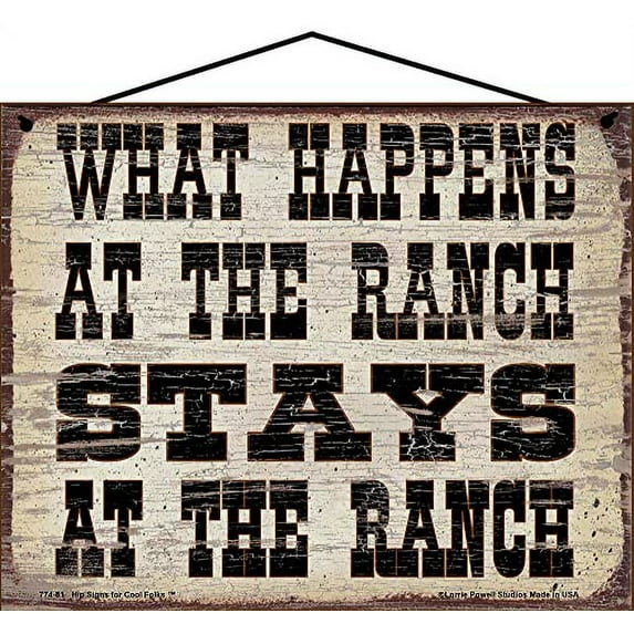8x10 Vintage Style Sign - What Happens at the Ranch Stays at the Ranch - Decorative Fun Rustic Décor for a Country Home
