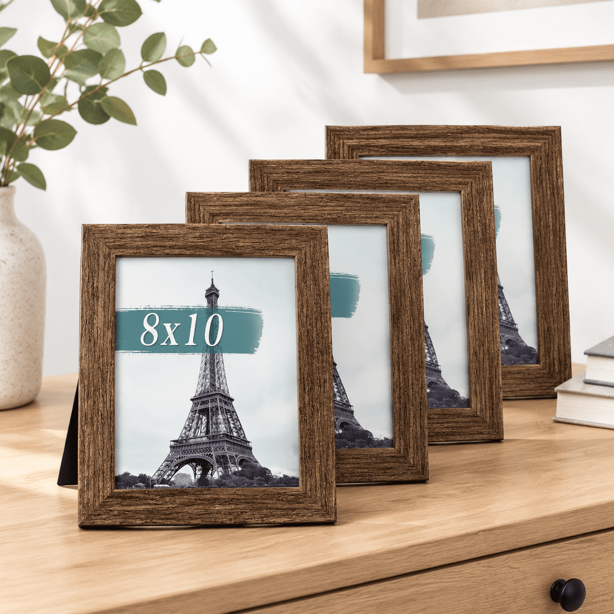 Cocktailes Reception Frame 8x10 Walnut Picture Frame 4 Pack Wide Thick Wood Border For Prints ...