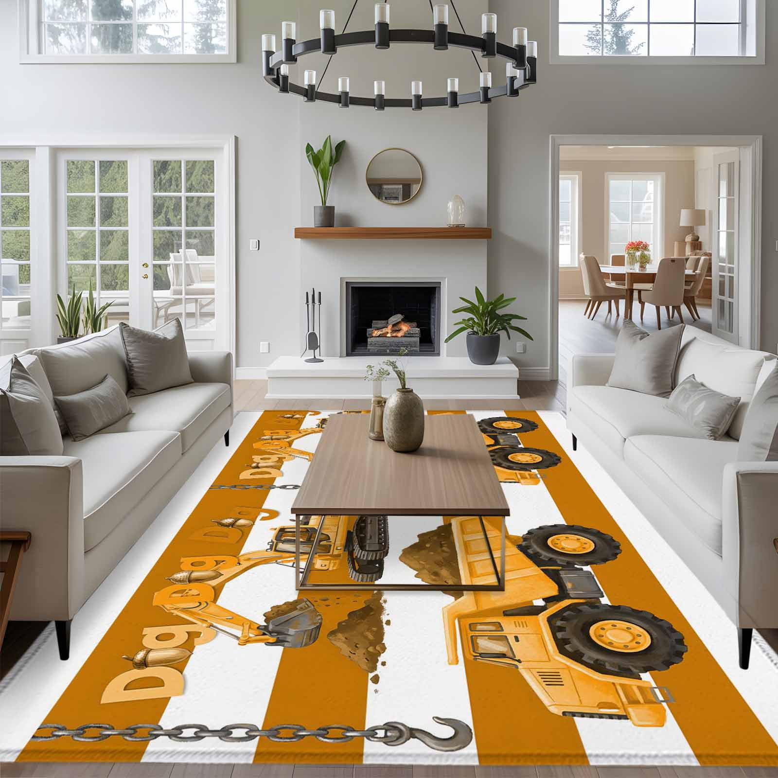 8x10 Washable Area Rug, Cartoon Engineering Non-Slip Extra Large ...