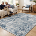 8x10 Washable Area Rug For Living Room Bedroom: Non-slip Modern Blue ...
