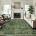 thumbnail image 1 of 8x10 Washable Area Rug Green Vintage Rug for Living Room Bedroom Low Pile Soft Non-Slip Boho Rug for Under Table Boho Distressed Retro Carpet for Bedroom Kitchen Office Dining, 1 of 8