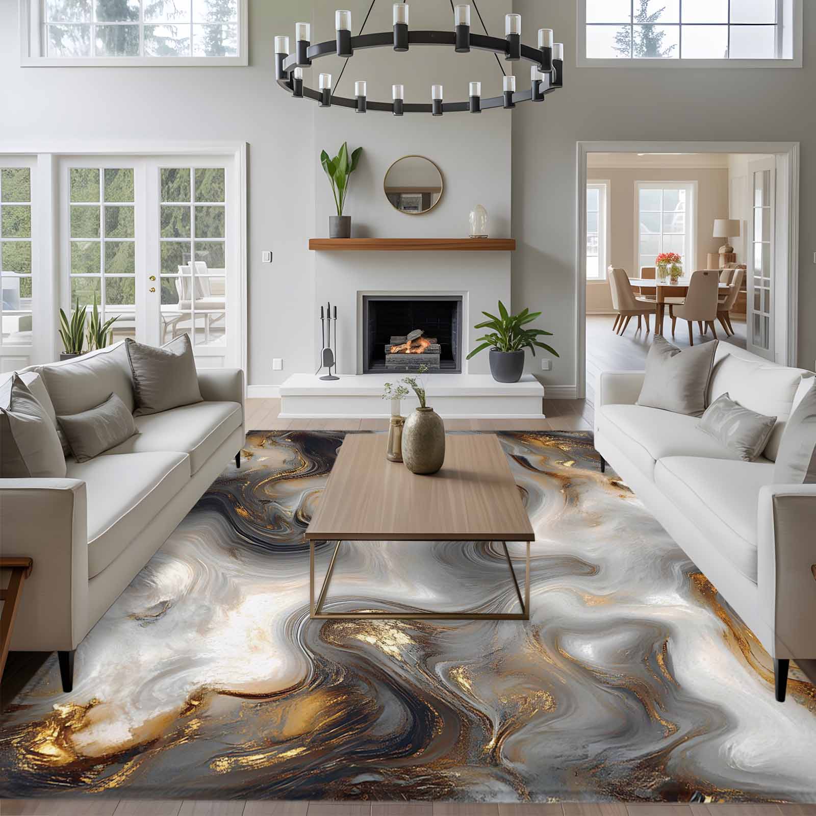 Large Area Textured Rug 8x10 Washable Area Rug, Marble Texture Non-Slip Extra Large Rectangle ...