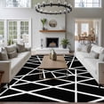 thumbnail image 1 of 8x10 Washable Area Rug, Modern Themed Non-Slip Extra Large Rectangle Rug for Living Room Bedroom, Irregular Black Shapes White Lines Pattern Indoor Floor Mat for Home Decor, 1 of 9