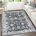 thumbnail image 1 of 8x10 Washable Area Rug Mysterious Vintage Floral Distressed Rugs Indoor Floor Cover Print Distressed Carpet Accent Rug Non-Slip Gray, 1 of 8