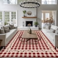 thumbnail image 1 of 8x10 Washable Area Rug, Retro Mottled Non-Slip Extra Large Rectangle Rug for Living Room Bedroom, Country Star Berry Farmhouse Red Buffalo Plaid Indoor Floor Mat for Home Decor, 1 of 9