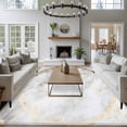 thumbnail image 1 of 8x10 Washable Area Rug, White Marble Non-Slip Extra Large Rectangle Rug for Living Room Bedroom, Abstract Gold Circle Marble Texture Contemporary Indoor Floor Mat for Home Decor, 1 of 9