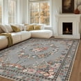 thumbnail image 1 of 8x10 Washable Area Rugs for Living Room, Soft Low Pile Butterfly Insect Floral Printed Rug, Ultra-Thin Stain Resistant Large Indoor Carpet for Bedroom Office Dining Room, Non-Slip Easy Care, Grey, 1 of 8
