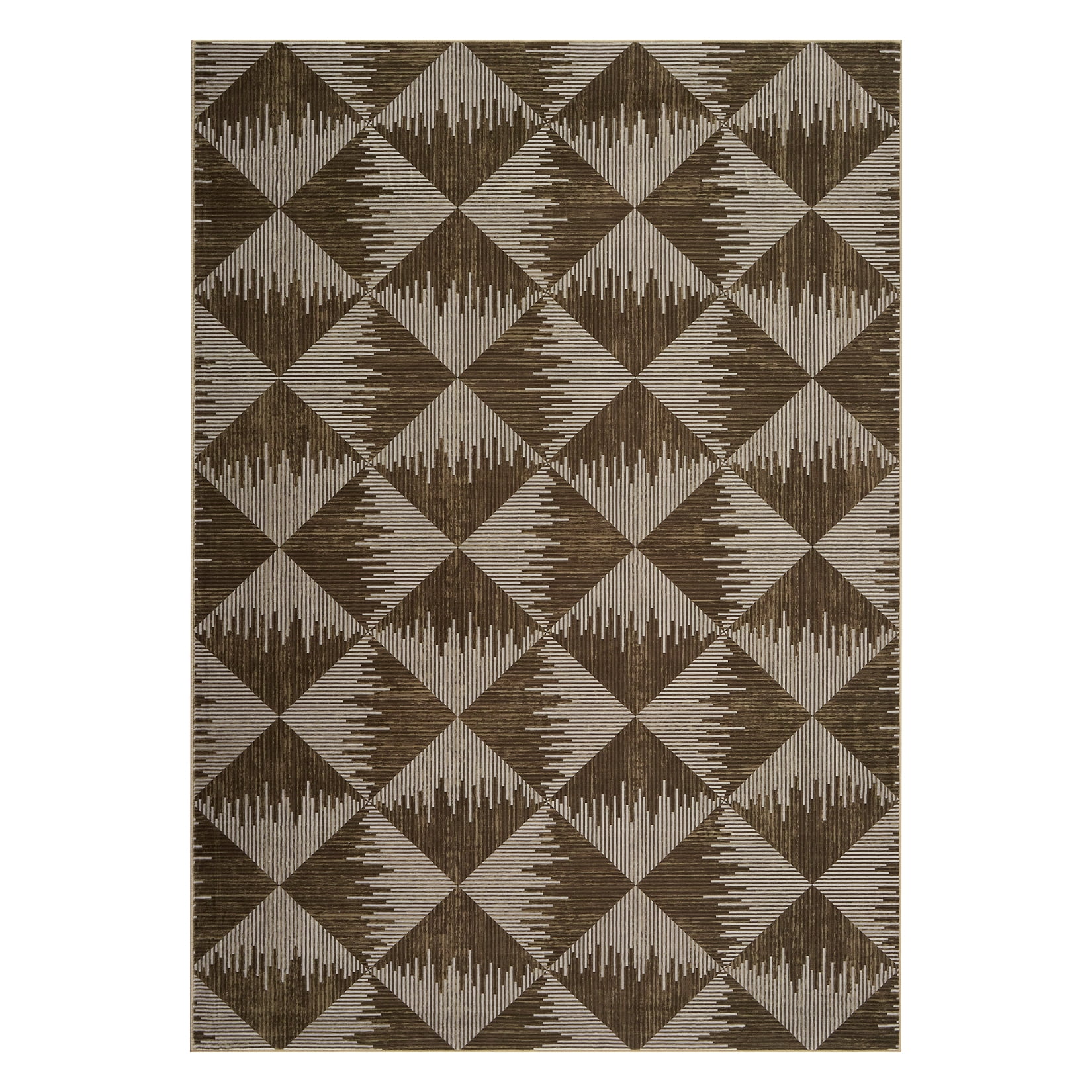 8x10 Washable Area Rugs for Living Room Non Slip Low Pile Modern Geometric Farmhouse Dining Room Carpets for Bedroom Dorm Brown