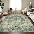 thumbnail image 1 of 8x10 Washable Rug Non Slip Vintage Oriental Rug Foldable Indoor Carpet Ultra-Soft Retro Medallion Floor Cover Playroom Dorm Brown Green/ 8'× 10', 1 of 7