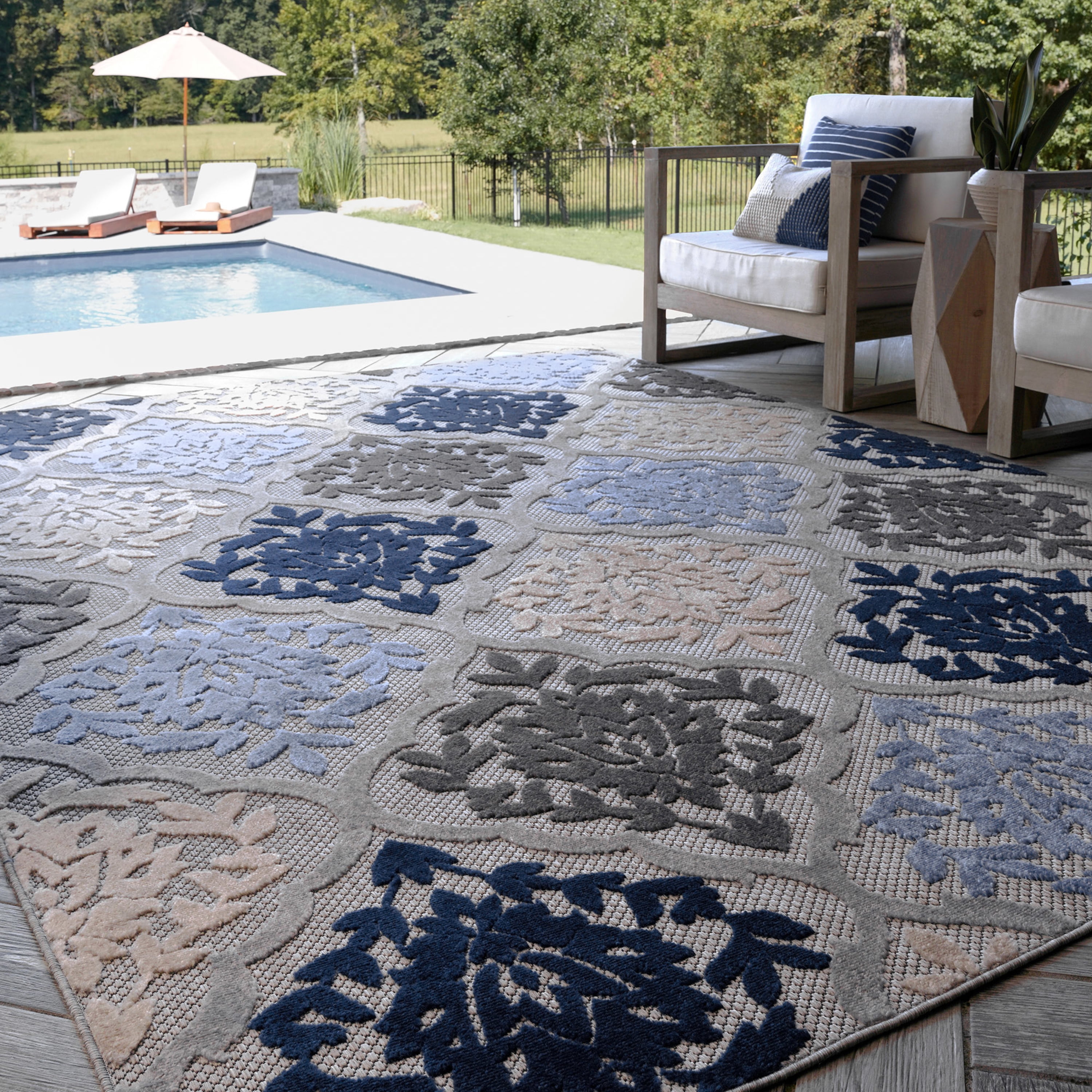 Bliss Rugs Oasis Modern Multi-Color Outdoor Area Rug, 8' x 10