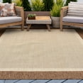 thumbnail image 1 of 8x10 Water Resistant, Large Indoor Outdoor Rugs for Patios, Front Door Entry, Entryway, Deck, Porch, Balcony | Outside Area Rug for Patio | Brown, Solid Border | Size: 7'10'' x 10'2'', 1 of 8