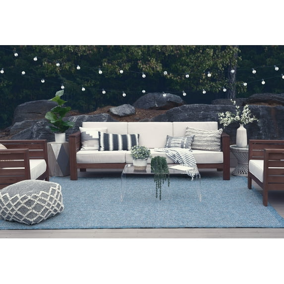 8x10 Water Resistant, Large Indoor Outdoor Rugs for Patios, Front Door Entry, Entryway, Deck, Porch, Balcony | Outside Area Rug for Patio | Denim, Solid | Size: 7'10'' x 10'3''