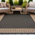 thumbnail image 1 of 8x10 Water Resistant, Large Indoor Outdoor Rugs for Patios, Front Door Entry, Entryway, Deck, Porch, Balcony | Outside Area Rug for Patio | Gold, Striped Border | Size: 7'10'' x 10'2'', 1 of 8