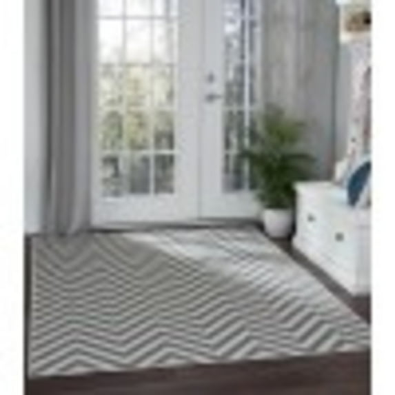 8x10 Water Resistant, Large Indoor Outdoor Rugs for Patios, Front Door Entry, Entryway, Deck, Porch, Balcony | Outside Area Rug for Patio | Gray, Chevron | Size: 7'10'' x 10'3''