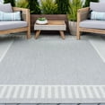 thumbnail image 1 of 8x10 Water Resistant, Large Indoor Outdoor Rugs for Patios, Front Door Entry, Entryway, Deck, Porch, Balcony | Outside Area Rug for Patio | Gray, Striped Border | Size: 7'10'' x 10'2'', 1 of 8