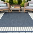 thumbnail image 1 of 8x10 Water Resistant, Large Indoor Outdoor Rugs for Patios, Front Door Entry, Entryway, Deck, Porch, Balcony | Outside Area Rug for Patio | Navy, Striped Border | Size: 7'10'' x 10'2'', 1 of 8