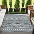 thumbnail image 1 of 8x10 Reversible Black and White Polypropylene Outdoor Stripe Area Rug, 1 of 7