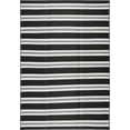 thumbnail image 1 of 8x10 Waterproof, Reversible Plastic Straw Outdoor Rugs for Patios | Also for Camping, RV, Deck, Porch, Balcony, Camp, Patio | Black, Stripes | Size: 7'11'' x 10'3'', 1 of 9