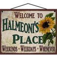 thumbnail image 1 of 8x10 Welcome to Halmeoni's Place Sign with Sunflower Weekends, Weekdays, Whenever Colorful Vintage Style Family Wall Decor Korean Word for Grandmother Grandma Home or Office, 1 of 1