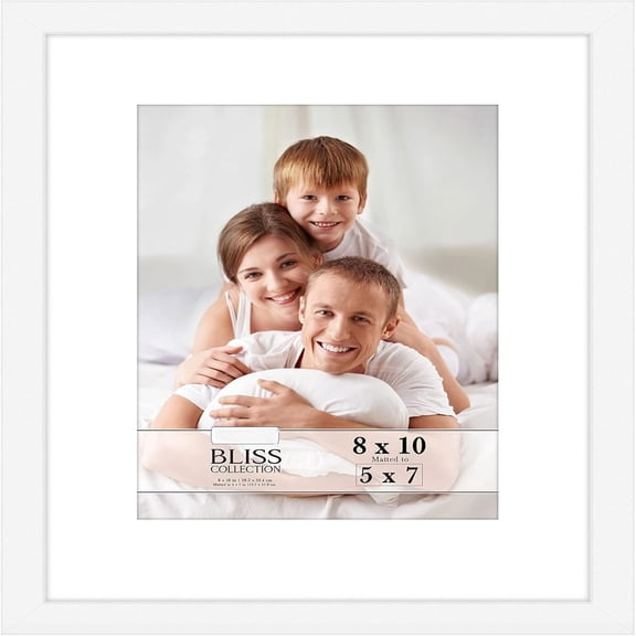 8x10 White Picture Frame with Removable Mat for 5x7 Photo - Modern Style Engineered Wood Frame - Table Top or Wall Mount