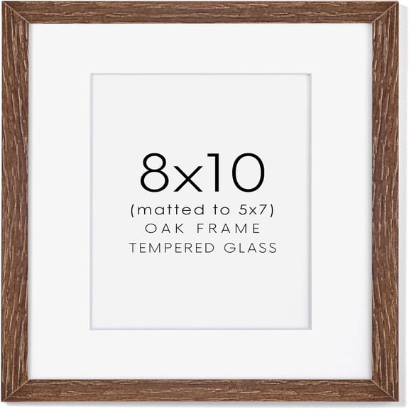 8x10 Wood Picture Frame, Solid Oak Wood Frame 10x8 for Wall & Tabletop Display, 5x7 Picture Frame with Mat 8x10, 8 x 10 Photo Frame Wood with Tempered Glass, Walnut Color, 1 Pack