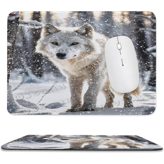 8x10 in Mouse Pad - Cute Winter Wolf Decor, Portable and Comfortable, Perfect for Office or Home Use, Ideal for Kids and Girls on Holidays