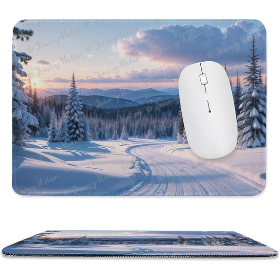8x10 inch Mouse Pad Square Winter Landscape Snowy Fields Frozen, Non-Slip Rubber Base Mousepad Cute Mousemat Gaming Mouse Mat for Laptop Computer Work Office Home A1