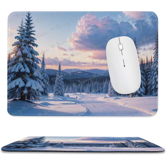 8x10 inch Mouse Pad Square Winter Landscape Snowy Fields Frozen, Non-Slip Rubber Base Mousepad Cute Mousemat Gaming Mouse Mat for Laptop Computer Work Office Home A2