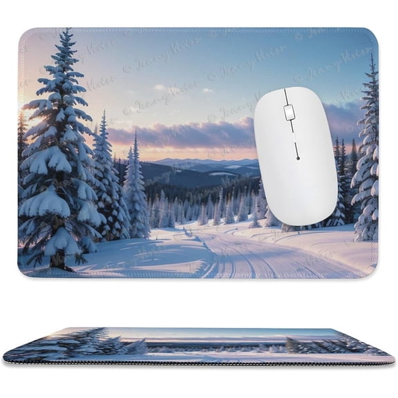 8x10 inch Mouse Pad Square Winter Landscape Snowy Fields Frozen, Non-Slip Rubber Base Mousepad Cute Mousemat Gaming Mouse Mat for Laptop Computer Work Office Home A4