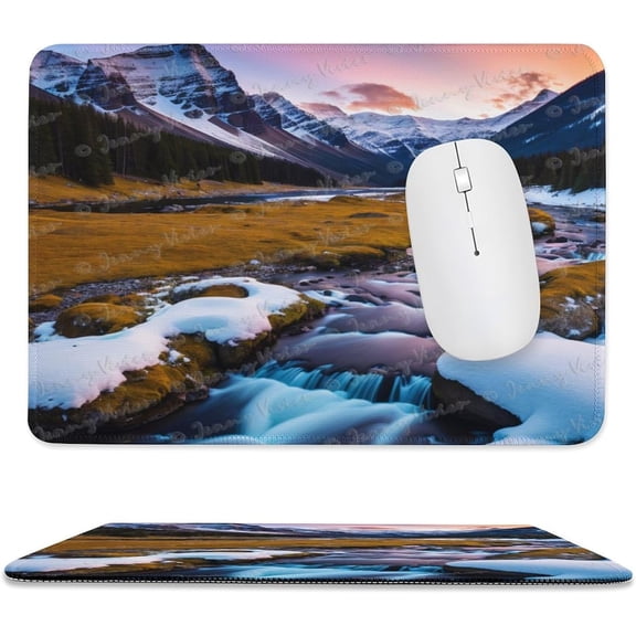 8x10 inch Mouse Pad Square Winter Landscape Snowy Fields Frozen, Non-Slip Rubber Base Mousepad Cute Mousemat for Laptop Computer PC Office Home, Mountain Nature Mouse Pad A2