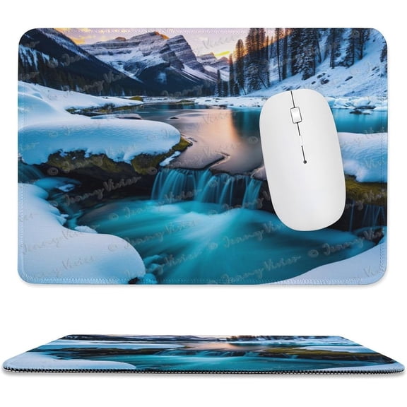 8x10 inch Mouse Pad Square Winter Landscape Snowy Fields Frozen, Non-Slip Rubber Base Mousepad Cute Mousemat for Laptop Computer PC Office Home, Mountain Nature Mouse Pad A1