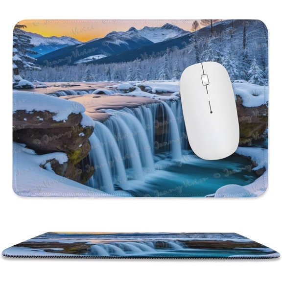 8x10 inch Mouse Pad Square Winter Landscape Snowy Fields Frozen, Non-Slip Rubber Base Mousepad Cute Mousemat for Laptop Computer PC Office Home, Mountain Nature Mouse Pad A13