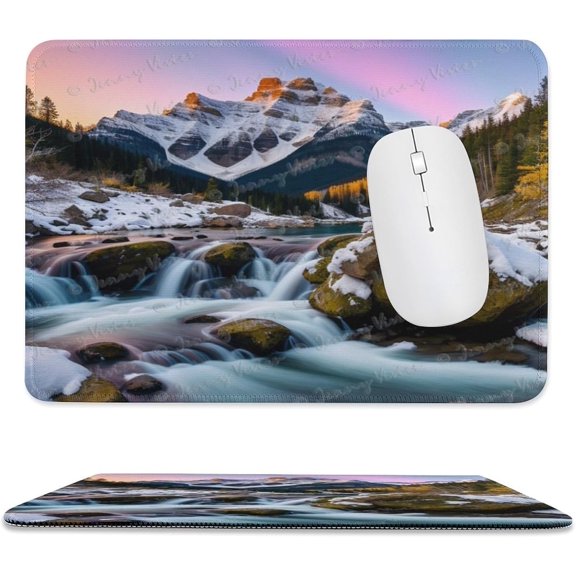8x10 inch Mouse Pad Square Winter Landscape Snowy Fields Frozen, Non-Slip Rubber Base Mousepad Cute Mousemat for Laptop Computer PC Office Home, Mountain Nature Mouse Pad A5