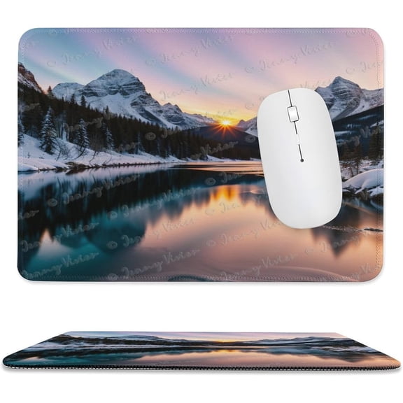 8x10 inch Mouse Pad Square Winter Landscape Snowy Fields Frozen, Non-Slip Rubber Base Mousepad Cute Mousemat for Laptop Computer PC Office Home, Mountain Nature Mouse Pad A4