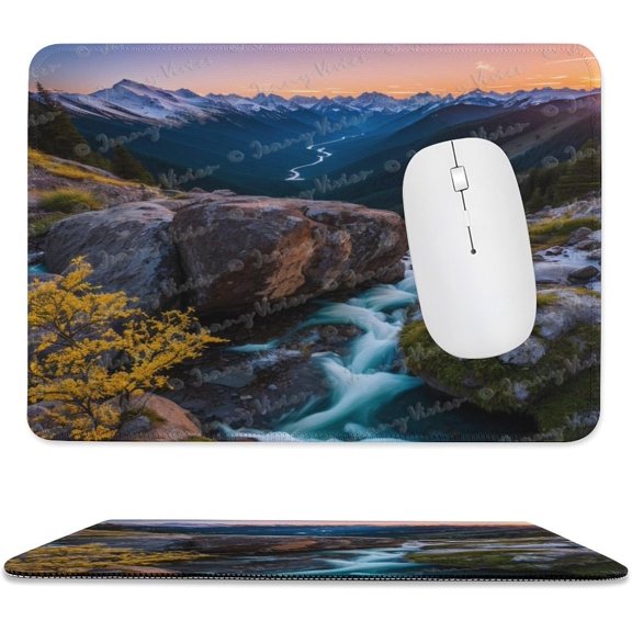 8x10 inch Mouse Pad Square Winter Landscape Snowy Fields Frozen, Non-Slip Rubber Base Mousepad Cute Mousemat for Laptop Computer PC Office Home, Mountain Nature Mouse Pad A14