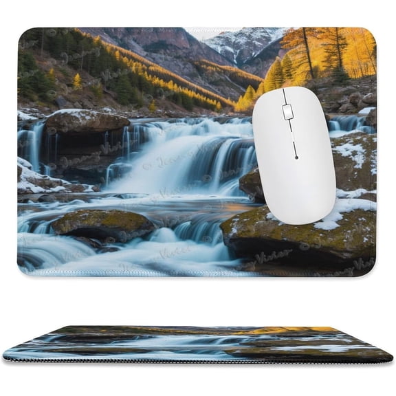 8x10 inch Mouse Pad Square Winter Landscape Snowy Fields Frozen, Non-Slip Rubber Base Mousepad Cute Mousemat for Laptop Computer PC Office Home, Mountain Nature Mouse Pad A12
