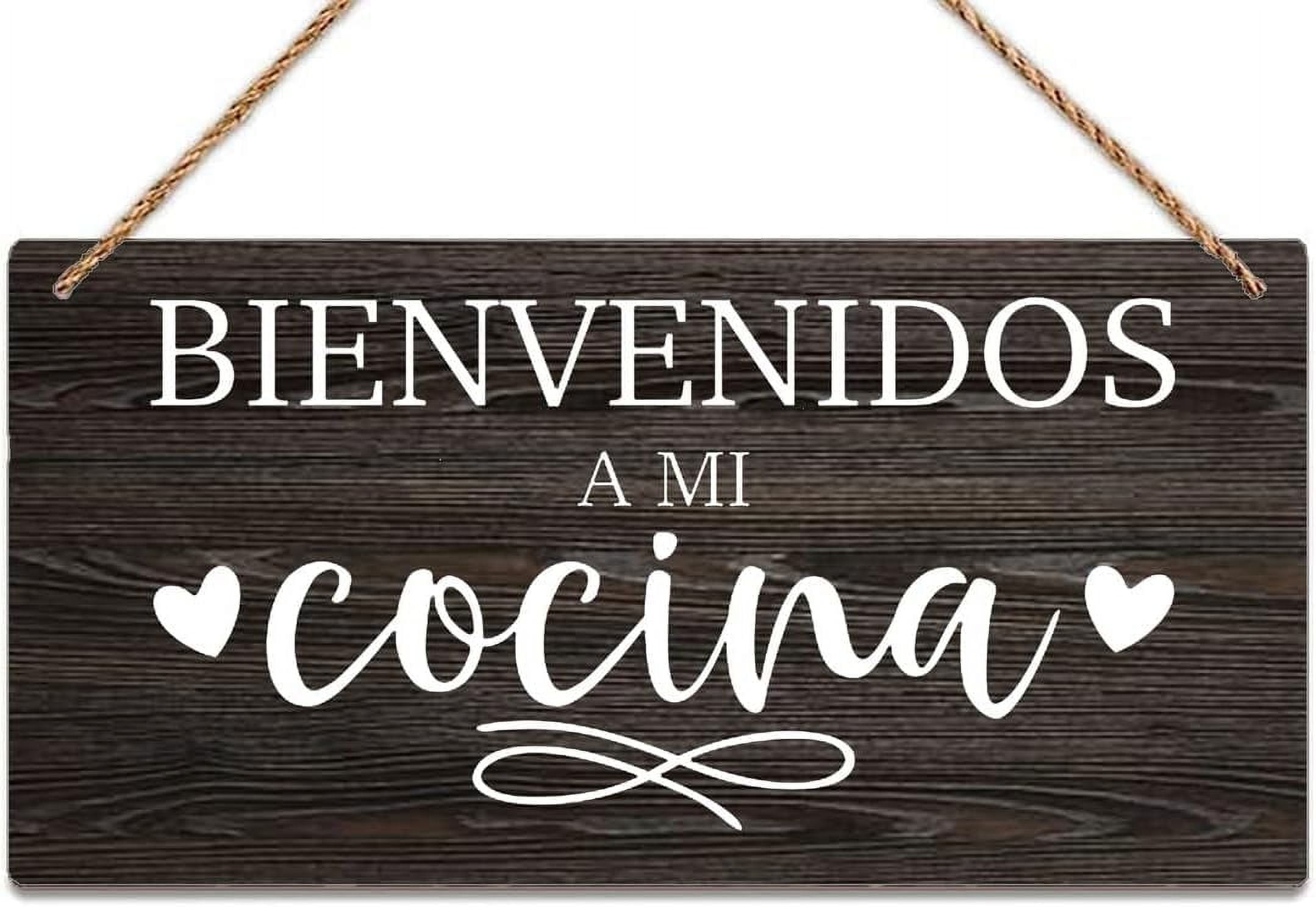 8x10 inch Wall Art Decor Wooden Sign Spanish Kitchen Sign Quote Welcome ...