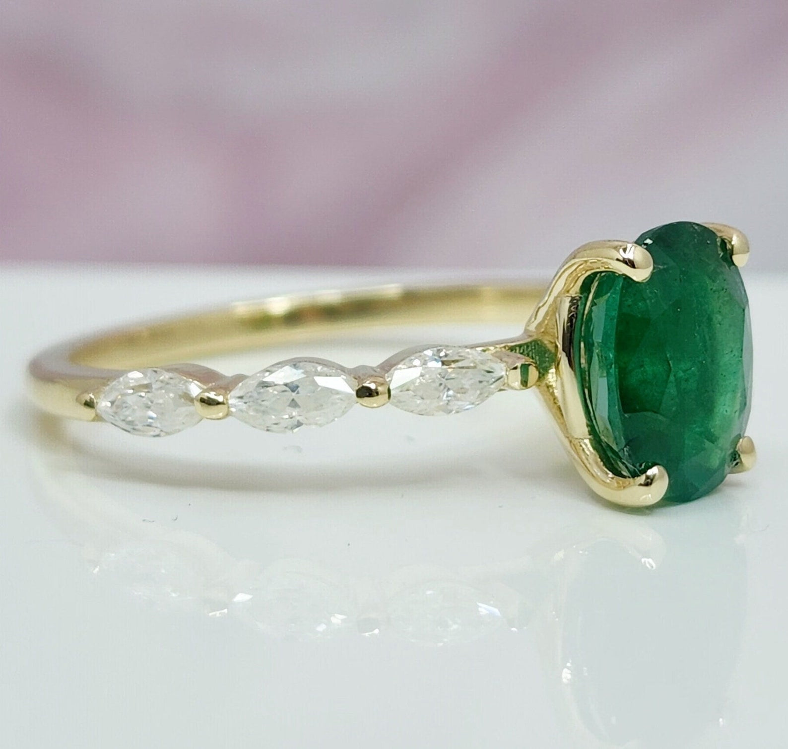 Oval Stackable Rings 8x10 mm Emerald Engagement Ring: Oval Cut, Marquise 925 Silver ...
