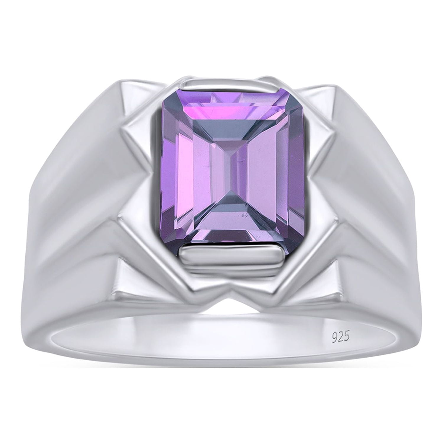 AFFY Heart Shape Simulated Alexandrite Ring – 14K White Gold Plated Sterling Silver, Size 12, Gift For Her