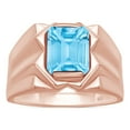 thumbnail image 1 of AFFY 8x10 mm Simulated Birthstone Men's Ring Blue Topaz In 14K Rose Gold Plated 925 Sterling Silver. Ring Size 9, 1 of 5