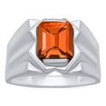 thumbnail image 1 of AFFY 8x10 mm Simulated Birthstone Men's Ring Citrine In 14K White Gold Plated 925 Sterling Silver. Ring Size 7.5, 1 of 6
