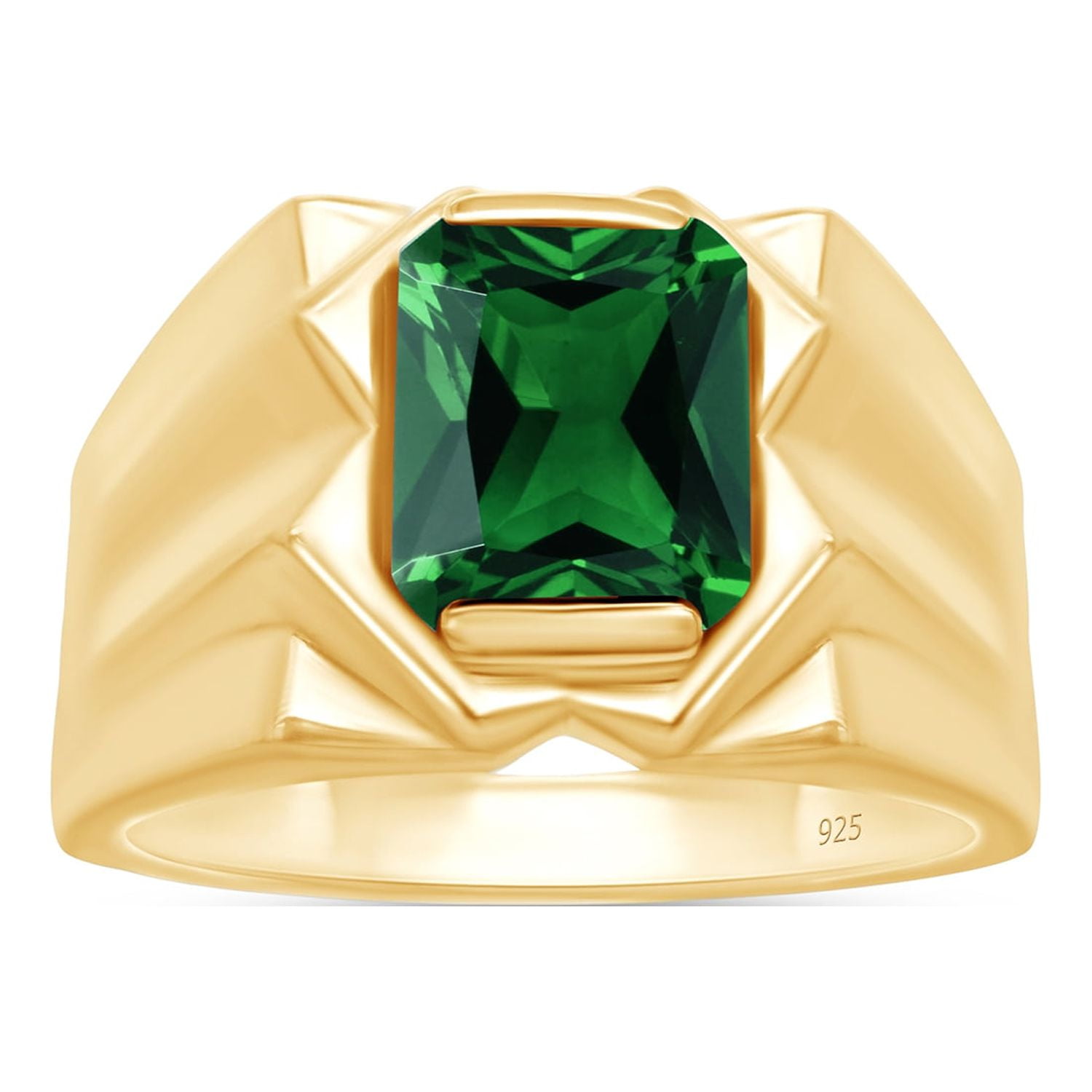 Simulated Birthstone Men's Ring – 14K Yellow Gold Plated Sterling Silver, Cubic Zirconia, December Birthstone Violet Color - View #8