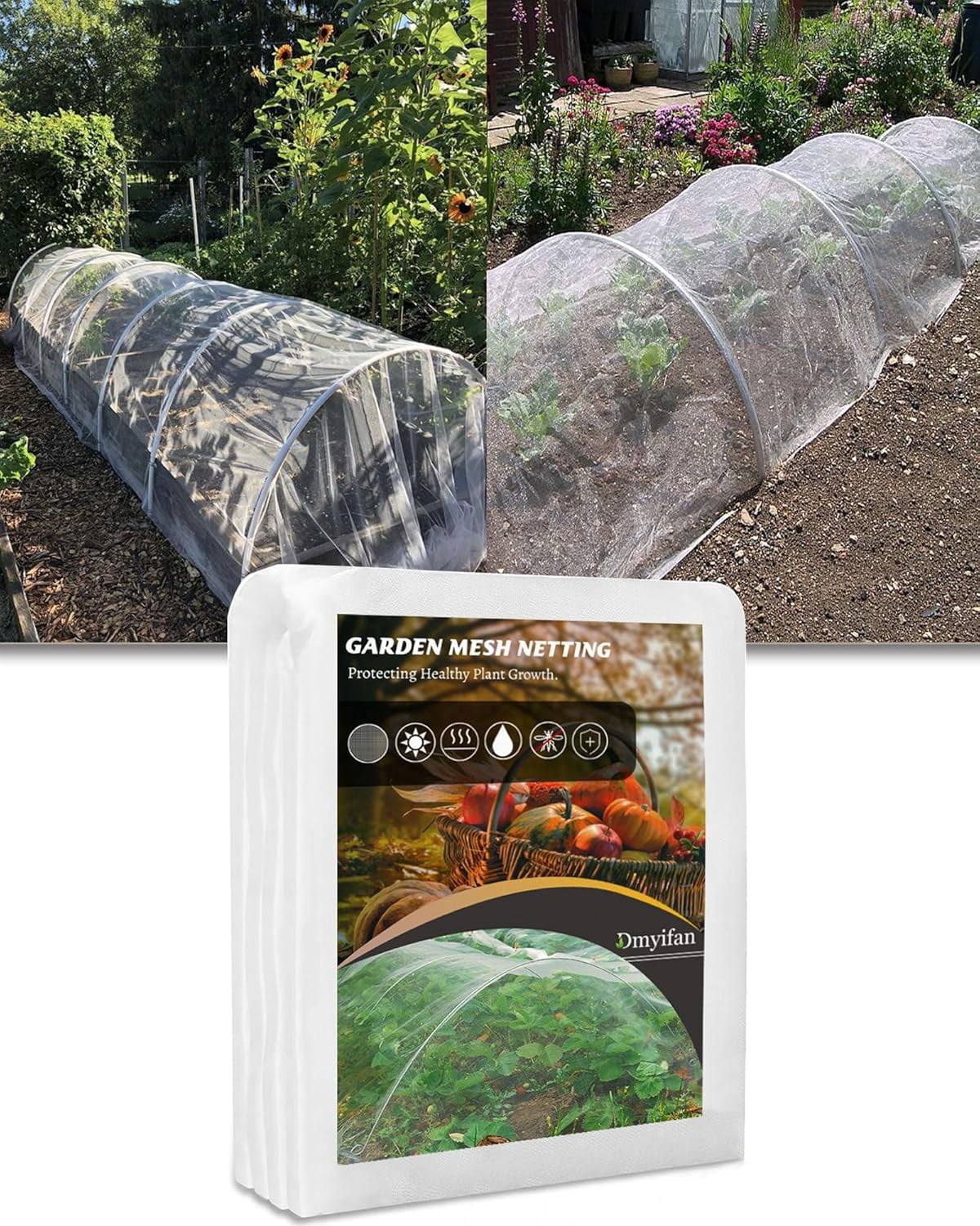 8x10Ft Ultra Fine Garden Mesh Netting Thicken Protection Netting for Vegetable Plant Fruits Health Growing, White Screen Barrier Net for Pest Bird Mosquito