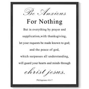 8x10in Black Framed Christian Motivational Wall Art Be Anxious for Nothing Philippians 4:6-7 Canvas Print Positive Scripture Painting Home Wall Decor