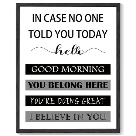 8x10in Black Framed Inspirational Wall Art In Case No One Told You Today, Hello, Good Morning, You Belong Here, You're Doing Great, I Believe In You, Signs